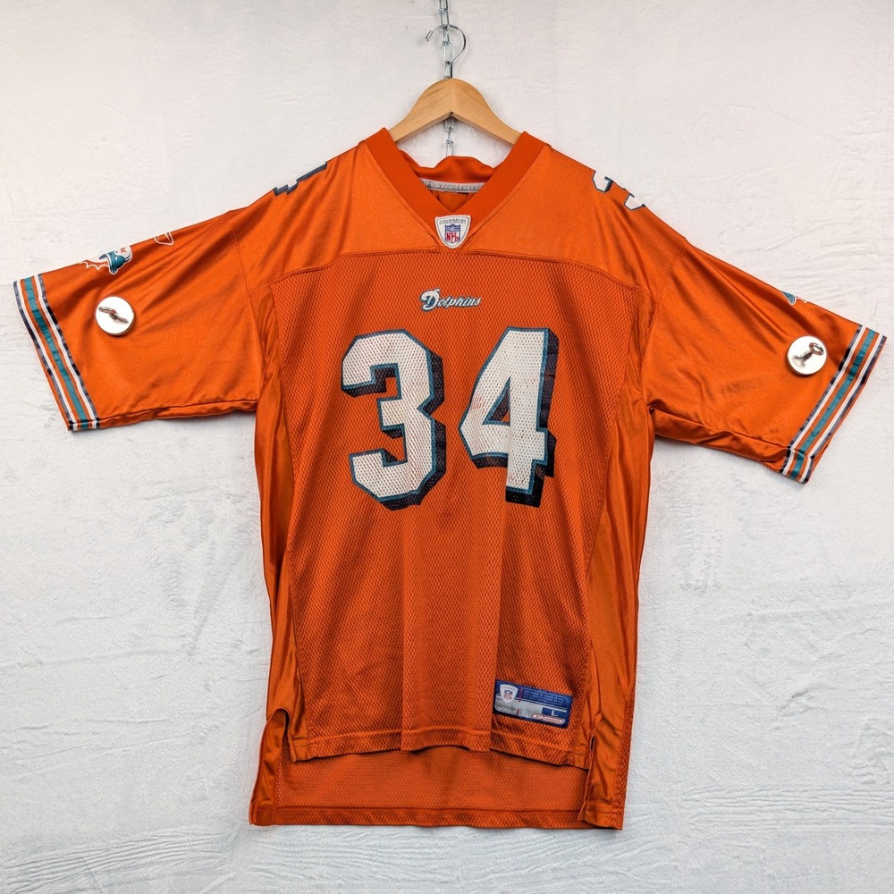 VTG Ricky Williams Reebok Jersey Men's L Orange Miami Dolphins NFL Sporty Y2K